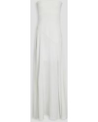 Jonathan Simkhai - Kory trägerloses maxikleid aus glänzendem crêpe mit strickeinsatz - Lyst