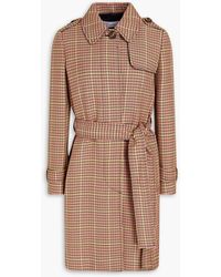 RED Valentino - Belted Pleated Houndstooth Tweed Trench Coat - Lyst