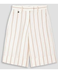Brunello Cucinelli - Pinstriped Linen And Cotton-Blend Shorts - Lyst