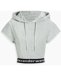 T By Alexander Wang - Cropped Ribbed Stretch Cotton-blend Corduroy Hoodie - Lyst