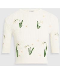 Valentino Garavani - Bead-embellished Cable-knit Wool, Silk And Cashmere-blend Top - Lyst