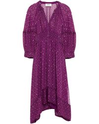 Ba&sh Cyana Printed Metallic Fil Coupé Chiffon Dress - Purple