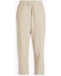 Brunello Cucinelli - Cropped Bead-embellished French Cotton-blend Terry Track Pants - Lyst