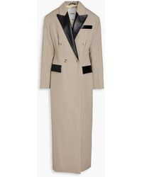 Nanushka - Double-Breasted Leather-Trimmed Wool-Twill Coat - Lyst