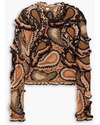 Ulla Johnson - Sunara Ruffled Crocheted Cotton Top - Lyst