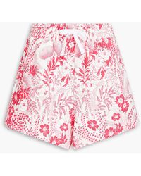 RED Valentino - Floral-print French Cotton-terry Shorts - Lyst