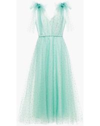 Monique Lhuillier - Bow-embellished Glittered Tulle Gown - Lyst