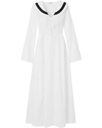 Marysia Swim Pleated Cotton-blend Jacquard Maxi Dress - White