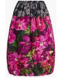 Dries Van Noten - Gathered Floral-print Silk And Cotton-blend Satin Skirt - Lyst
