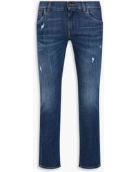 Dolce & Gabbana - Bedruckte jeans mit schmalem bein aus denim - Lyst