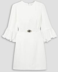 Andrew Gn - Verziertes minikleid aus crêpe mit gürtel und besätzen aus plissiertem satin - Lyst