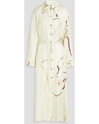 Nanushka - Eluna Belted Silk-twill Midi Shirt Dress - Lyst