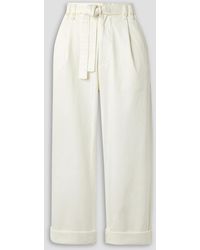 Proenza Schouler - Cropped Belted Cotton-blend Twill Wide-leg Pants - Lyst