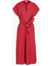 Brunello Cucinelli - Bead-Embellished Cotton-Poplin Midi Shirt Dress - Lyst