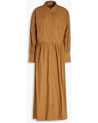 Three Graces London - Peppa Gathered Cotton-poplin Midi Shirt Dress - Lyst