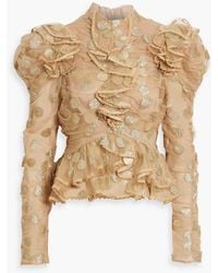 Zimmermann - Bluse aus tüll mit polka-dots, rüschen und glitter-finish - Lyst