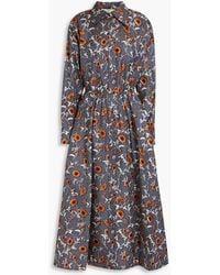 Tory Burch - Eleanor Floral-print Silk-twill Midi Dress - Lyst