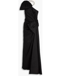Rachel Gilbert - Fauve robe aus taft mit kristallverzierung und asymmetrischer schulterpartie - Lyst