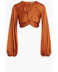 Andrea Iyamah - Cropped Twisted Satin Top - Lyst
