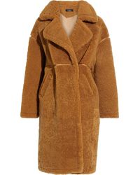 Muubaa Double-breasted Leather-trimmed Shearling Coat - Brown
