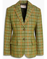 Tory Burch Checked Cotton-jacquard Blazer - Green