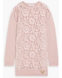 Valentino Garavani - Corded Lace-paneled Wool And Cashmere-blend Sweater - Lyst