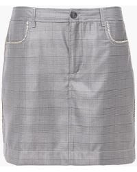 Ganni - Paloma crystal-embellished prince of wales checked silk and wool-blend mini skirt - Lyst