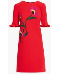 Carolina Herrera - Ruffled Embellished Crepe Mini Dress - Lyst