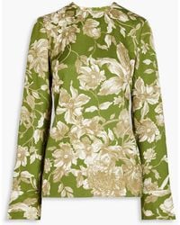 Erdem - Tara Floral-print Textured Woven Blouse - Lyst