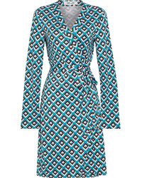 Diane von Furstenberg Julian Printed Silk-jersey Wrap Dress - Blue