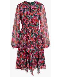 Mikael Aghal - Ruffled Floral-print Chiffon Dress - Lyst