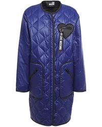 Love Moschino Quilted Shell Coat Indigo - Blue
