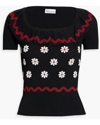 RED Valentino - Ruffled Jacquard-knit Top - Lyst