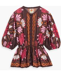 FARM Rio - Crochet-Trimmed Floral-Print Cotton-Blend Voile Blouse - Lyst