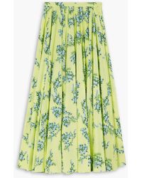 Emilia Wickstead - Rhea Floral-print Swiss-dot Cotton-blend Seersucker Midi Skirt - Lyst
