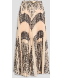 Zimmermann - Belted Pleated Paisley-Print Georgette Midi Skirt - Lyst