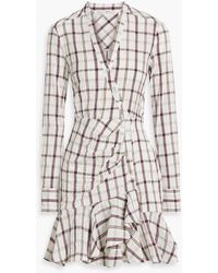 Veronica Beard - Sherry Wrap-effect Checked Cotton-blend Mini Dress - Lyst