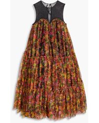 Philosophy Di Lorenzo Serafini - Tiered Floral-print Tulle Midi Dress - Lyst