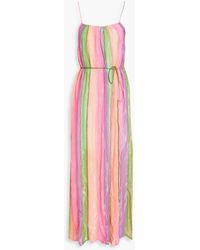 Sundress - Vanille Metallic Striped Georgette Maxi Dress - Lyst