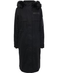 Maje Faux Fur-lined Cotton-blend Hooded Parka Black