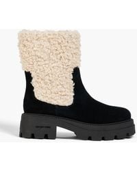 Sergio Rossi - Teddy Fleece And Suede Platform Ankle Boots - Lyst