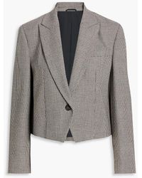Brunello Cucinelli - Cropped Bead-embellished Houndstooth Wool-blend Tweed Blazer - Lyst