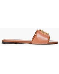 Tory Burch - Eleanor Embellished Leather Slides - Lyst