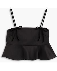 Ganni - Duchesse-Satin Peplum Top - Lyst