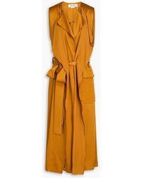 Victoria Beckham - Draped Satin Midi Wrap Dress - Lyst
