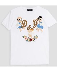 Dolce & Gabbana - T-shirt aus baumwoll-jersey mit applikationen - Lyst