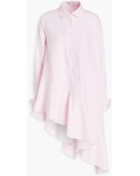 Palmer//Harding Asymmetric Fluted Cotton-poplin Shirt - Pink