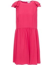 RED Valentino - Ruffle-trimmed Gathered Satin-crepe Mini Dress - Lyst