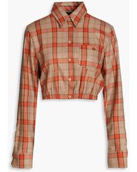 Maje - Cavellino Cropped Checked Flannel Shirt - Lyst