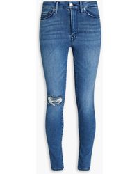 GOOD AMERICAN - Always Fits Good Waist Distressed High-rise Skinny Jeans - Lyst